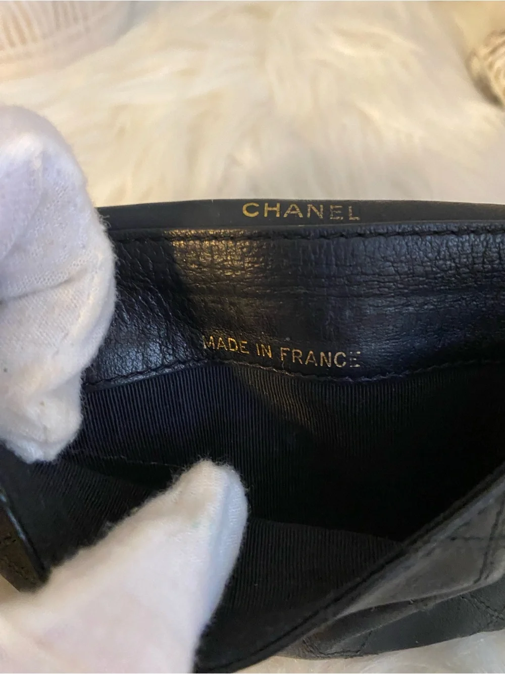 Vintage Chanel Black Quilted Envelope Wallet 1980s